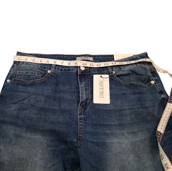 Oak & Vine Flare Wide Leg High Rise Stretch Embroidered Blue Jeans Plus Size 20 - Picture 7 of 12